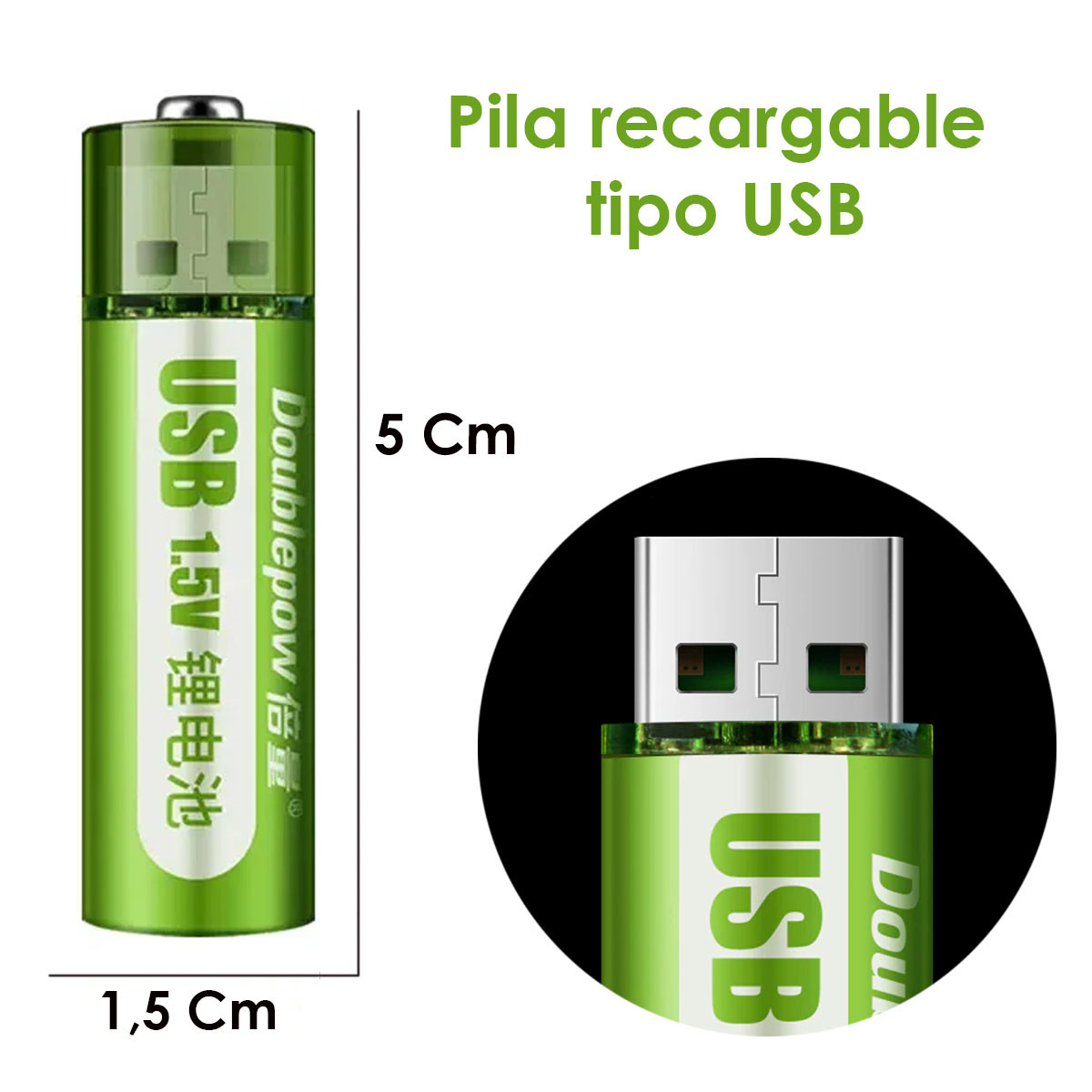 Miniatura 2 de Pilas Doble Aa Recargables Tipos Usb